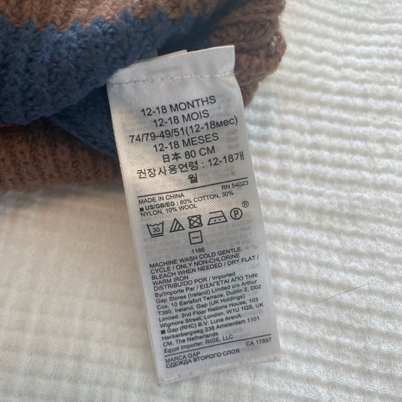 GAP Tan Multi-Stripe Sweater, Size 12-18M - Picture 5 of 6